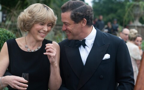 Olivia Williams as Camilla and Dominic West as Charles in season six of The Crown