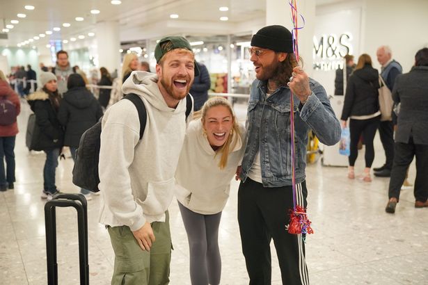 Pete joined in Sam and Zara's emotional reunion at Heathrow