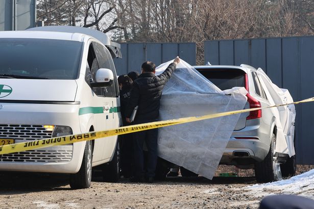 Police investigate a car in which the body of South Korean actor Lee Sun-kyun was found at a park in central Seoul on December 27, 2023