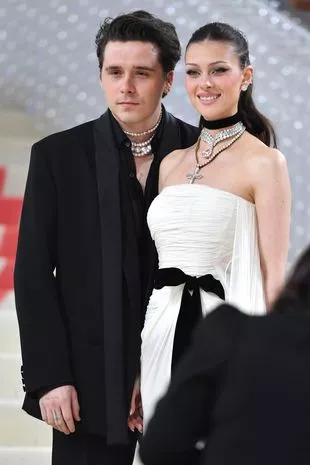 Brooklyn Beckham and Nicola Peltz Beckham attend The 2023 Met Gala