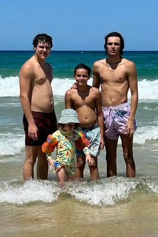 Tony Bellew's four sons at the beach