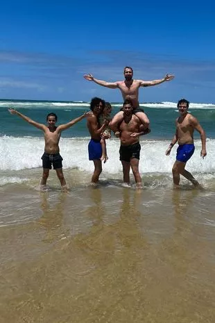 Tony Bellew, his four sons and Sam Thompson