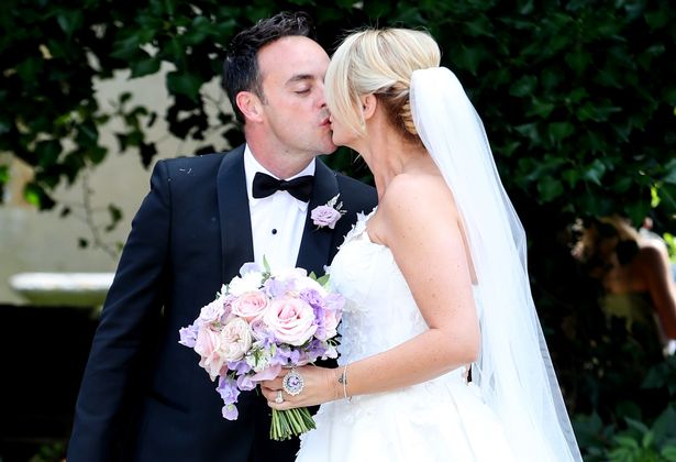 Ant and Anne marie kissing on their wedding day