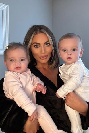 Amy Childs with her twins