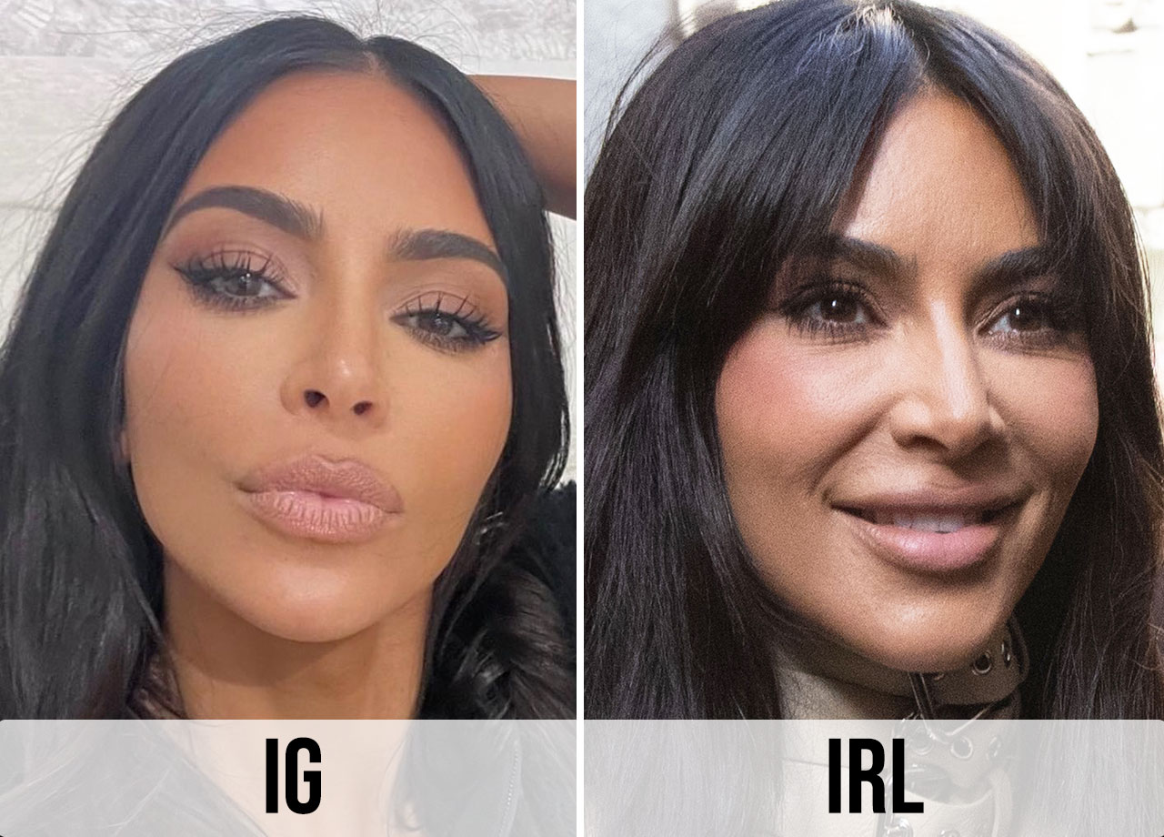 Kim Kardashian Instagram vs reality front view