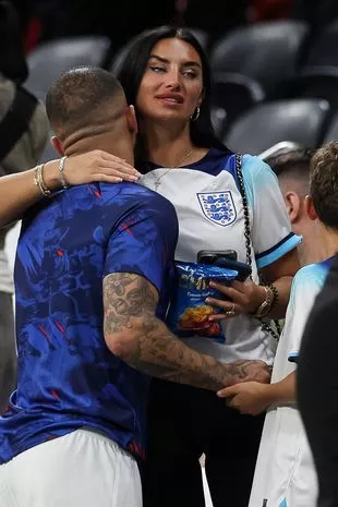 Annie Kilner, wife of Kyle Walker of England is seen during the FIFA World Cup Qatar 2022 Round of 16 match between England and Senegal