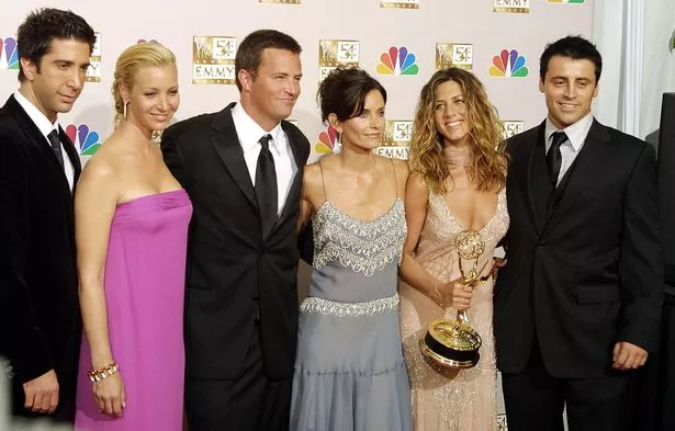 Matthew Perry with his Friends cast mates