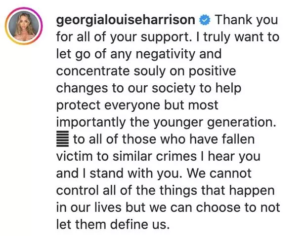 Georgia shared a powerful post after his conviction