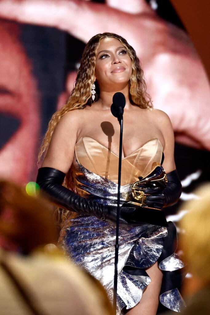 Beyonce accepts on award on February 5, 2024.