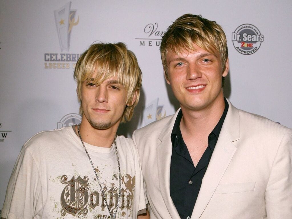 Aaron and Nick Carter at a Playboy Mansion party in 2012