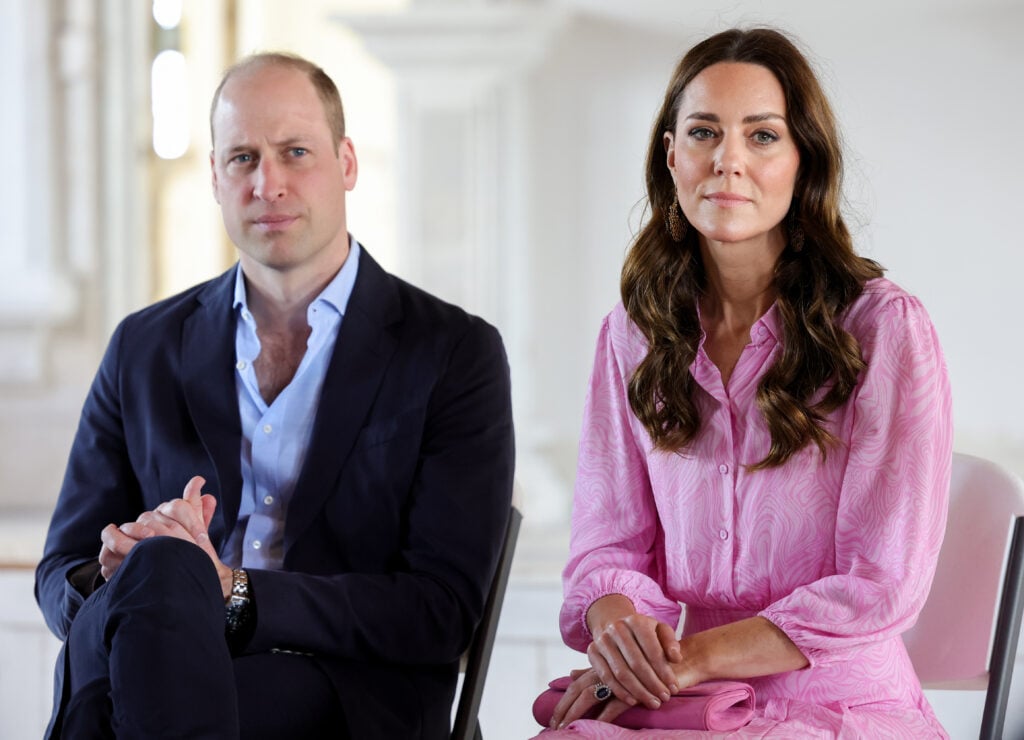 Prince William, Duke of Cambridge and Catherine, Duchess of Cambridge during a visit to  Daystar Evangelical Church on March 26, 2022 in Great Abaco, Bahamas.