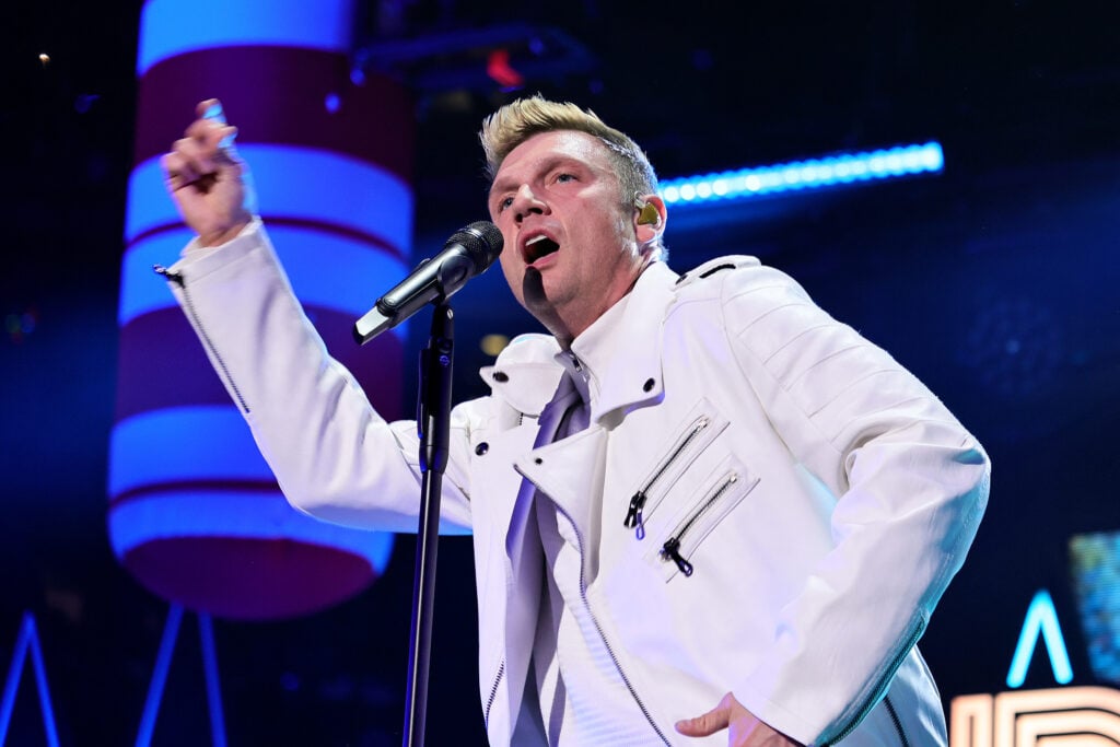 Nick Carter in December of 2022, on stage.