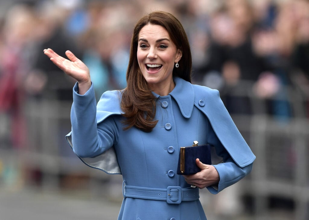 Catherine, Duchess of Cambridge engages in a walkabout in Ballymena town centre on February 28, 2019 in Ballymena, Northern Ireland.