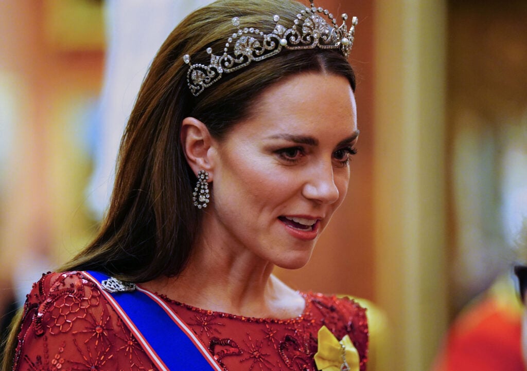 Catherine, Princess of Wales during a Diplomatic Corps reception at Buckingham Palace on December 6, 2022 in London, England. The last Reception for the Diplomatic Corps was hosted by Queen Elizabeth II at Buckingham Palace in December 2019. 