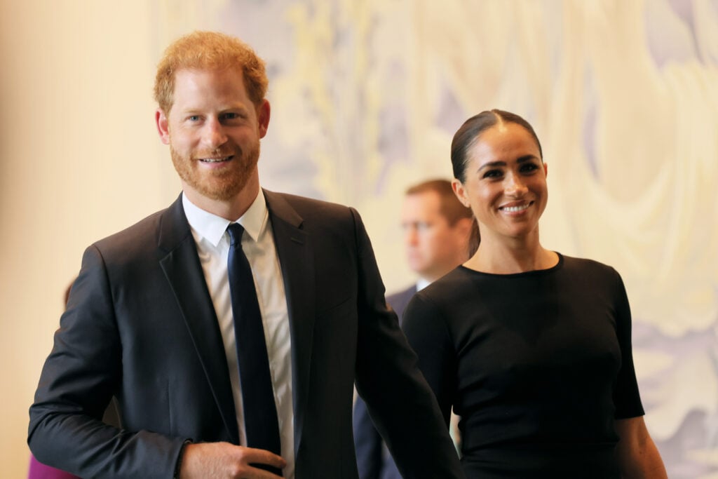 Prince Harry, Duke of Sussex and Meghan, Duchess of Sussex arrive at the United Nations Headquarters on July 18, 2022 in New York City. Prince Harry, Duke of Sussex is the keynote speaker during the United Nations General assembly to mark the observance of Nelson Mandela International Day.