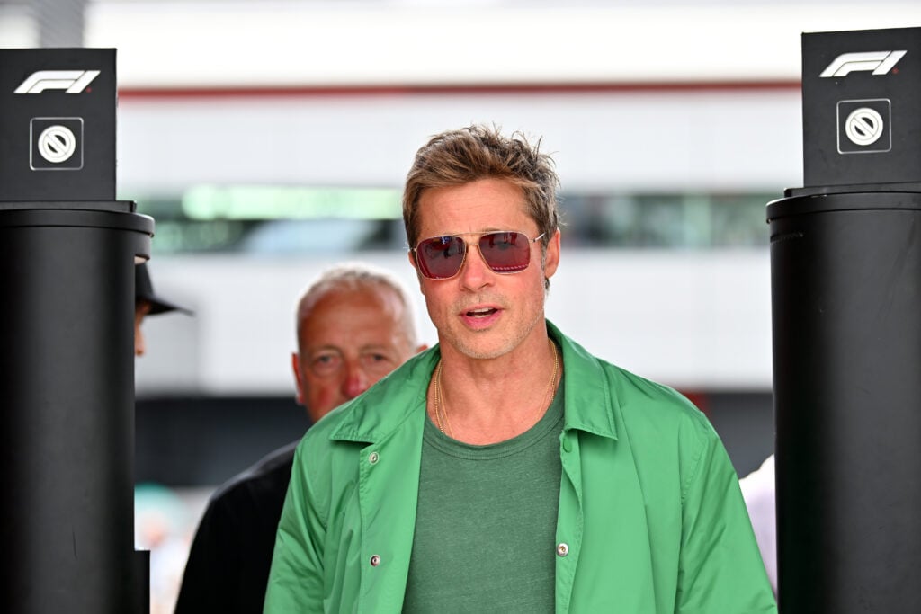 Brad Pitt attends a Grand Prix event in Northampton, England.