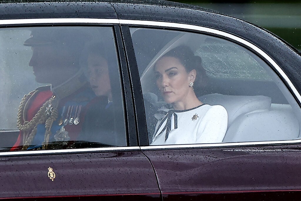 Kate Middleton arrives at Trooping The Colour alongside Prince William and Prince George.