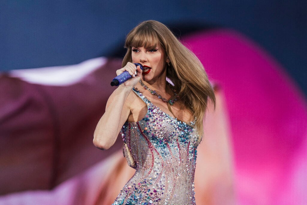 Taylor Swift performs at her Eras World Tour in May of 2024.