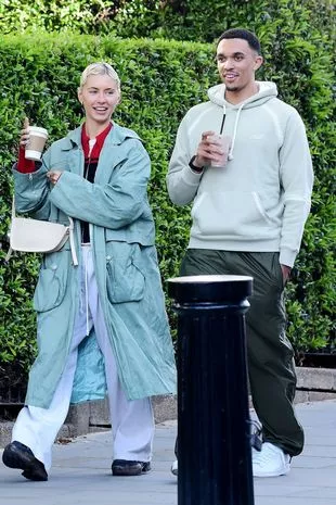 Out on London's fashionable Portobello Road in Notting Hill, Jude Law and Sadie Frost's Model daughter Iris Law seen with Liverpool's England International Footballer Trent Alexander-Arnold out together for a stroll.