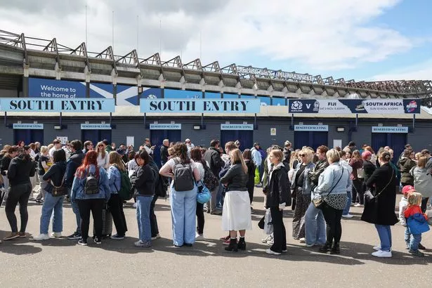 Taylor Swift fans queue outside Murrayfield stadium ahead of tomorrow nights concert on June 06, 2024