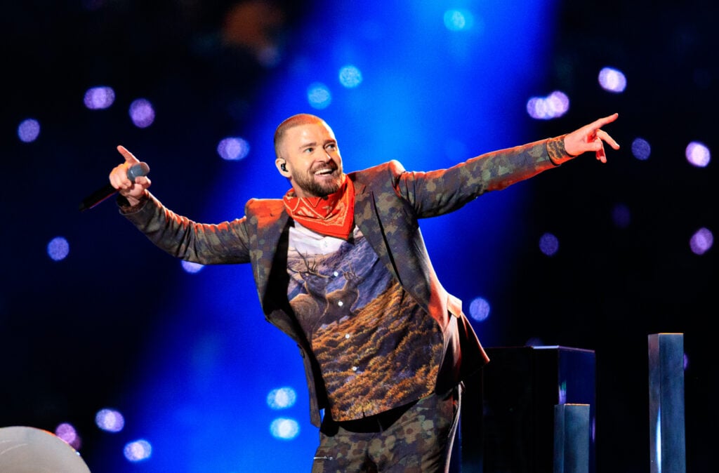 Justin Timberlake during the Super Bowl