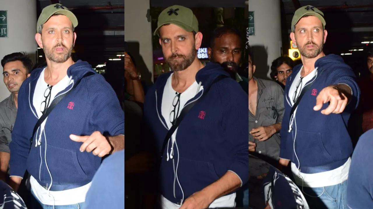 As Hrithik walked towards his car, he smiled at the paparazzi but was later seen visibly upset and asking, 