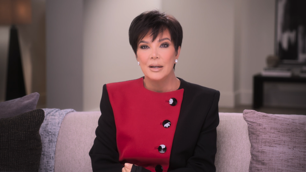 Kris Jenner wears red and black on The Kardashians.