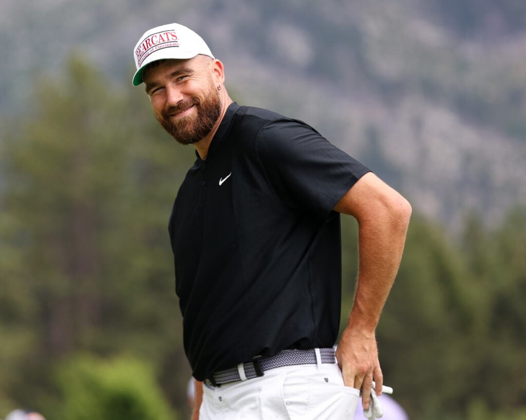 Travis Kelce on July 14, 2024 playing golf.