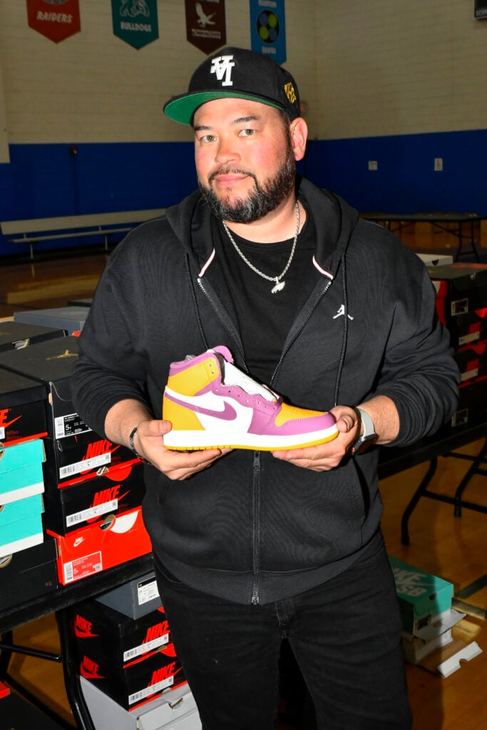 Jon Gosselin in early March of 2024. He is holding a shoe.