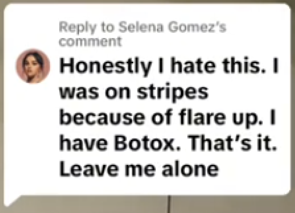 A zoomed in screenshot of Selena Gomez's TikTok screenshot.