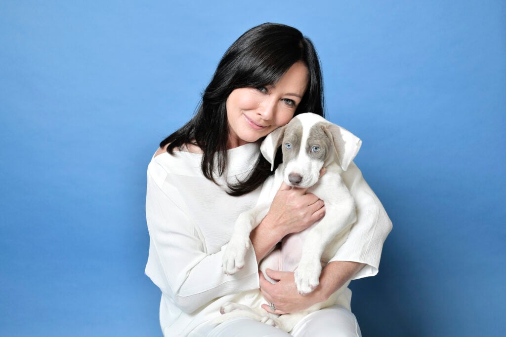 Shannen Doherty poses for a portrait in the Getty Images & People Magazine Portrait Studio at Hallmark Channel and American Humanes 2019 Hero Dog Awards at the Beverly Hilton on October 05, 2019 in Beverly Hills, California. 