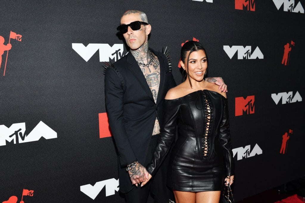 Kourtney Kardashian and Travis Barker attend the 2021 MTV Video Music Awards at Barclays Center on September 12, 2021 in the Brooklyn borough of New York City. 