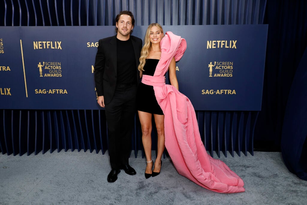 Tom Ackerley and Margot Robbie attend the 30th Annual Screen Actors Guild Awards at Shrine Auditorium and Expo Hall on February 24, 2024 in Los Angeles, California. 