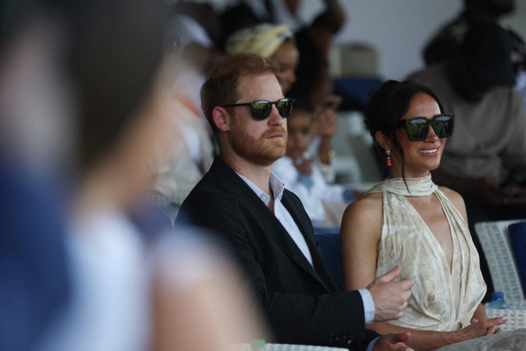 Britain's Prince Harry, Duke of Sussex, and Britain's Meghan, Duchess of Sussex, attend a charity polo game at the Ikoyi Polo Club in Lagos on May 12, 2024 as they visit Nigeria as part of celebrations of Invictus Games anniversary. 