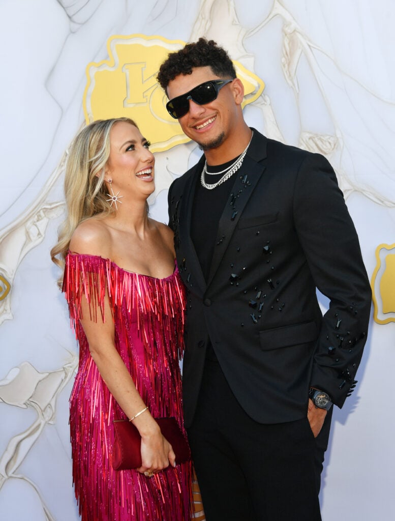 Brittany and Patrick Mahomes arrive on the red carpet prior to the Kansas City Chiefs Super Bowl Ring Ceremony at the Nelson-Atkins Museum of Art on June 13, 2024 in Kansas City, Missouri.