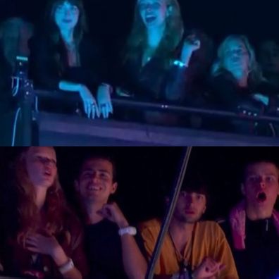 Dakota Johnson, Apple Martin & Moses Martin spotted at Coldplay Glastonbury