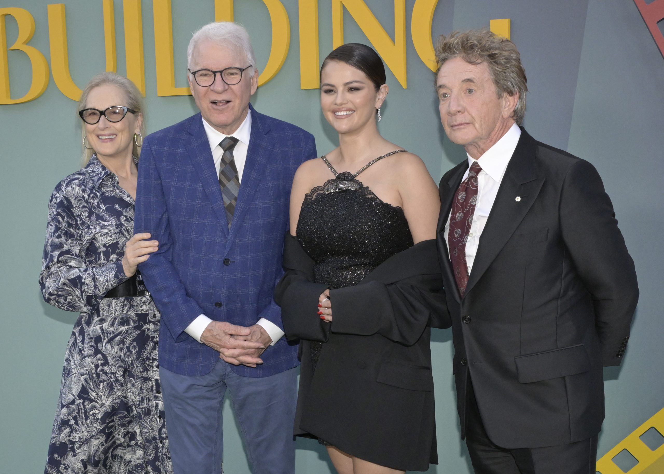 Meryl Streep, Steve Martin, Selena Gomez, and Martin Short at Hulu’s Only Murders in The Building 4th Season red carpet premiere