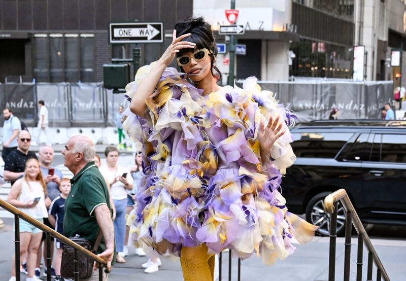 Cardi B is seen wearing a Marc Jacobs sheer ruffled outfit outside the Marc Jacobs show. - Image: Daniel Zuchnik (Getty Images)