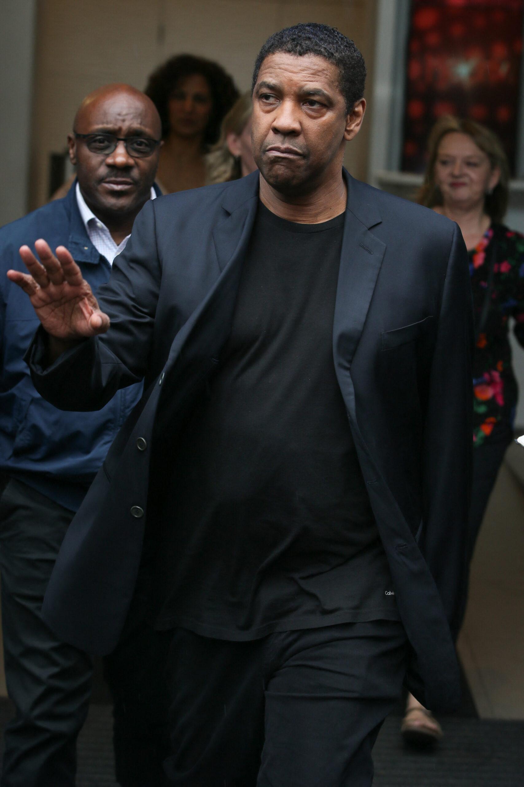 Denzel Washington promoting his new film 'The Equalizer 2' at Global Radio Studios - London